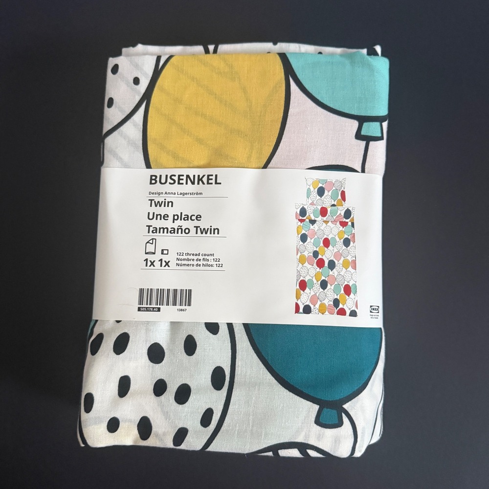 BNWT IKEA Busenkel Twin Duvet Cover Set Balloon Print Anna Lagerstrom 505.178.40